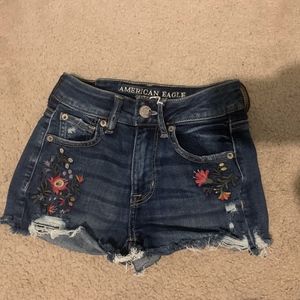 American Eagle embroidered jean shorts